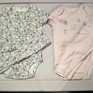 Carter's Light Purple Baby Onesie with Bunny and Floral Design